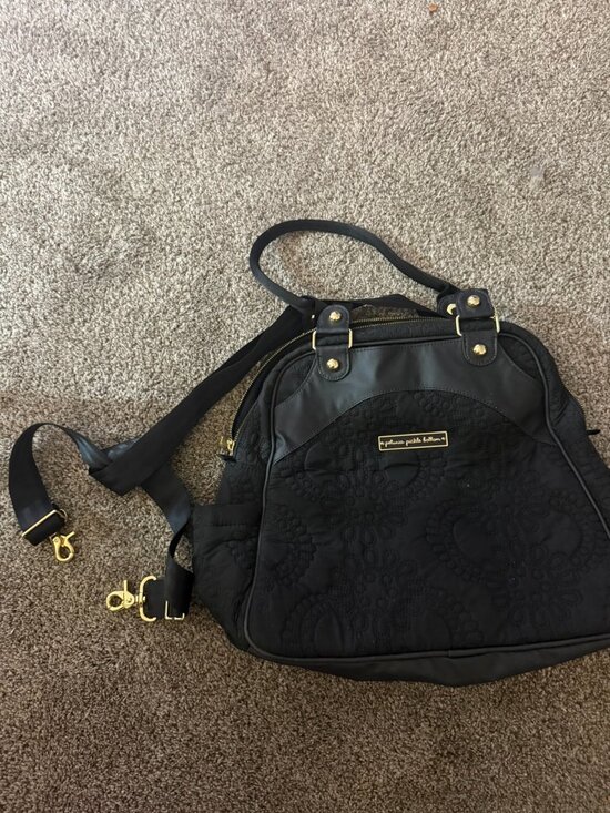 Petunia Pickle Bottom Handbags - Petunia Pickle Bottom Black Quilted Sashay Satchel